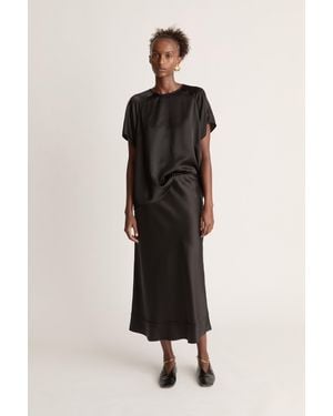 Lee Mathews Stella Silk Satin Skirt - Black
