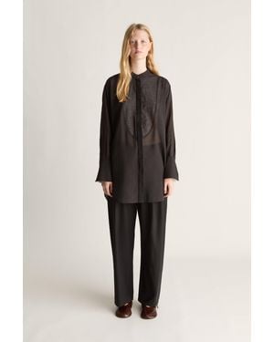 Lee Mathews Symes Gathered Ls Shirt - Black