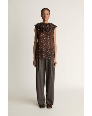 Lee Mathews Beatrice Georgette Top - Brown