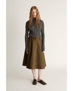 Lee Mathews Harper Drill Flare Skirt - Natural