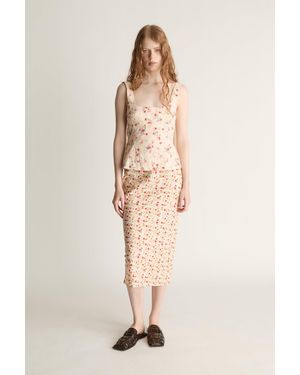 Lee Mathews Flora Silk Bias Skirt - Natural