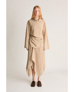 Lee Mathews Unity Silk Ls Top - Natural