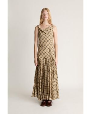 Lee Mathews Zita Wool Pleat Dress - Natural