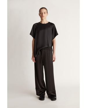 Lee Mathews Stella Silk Satin Pant - Blue