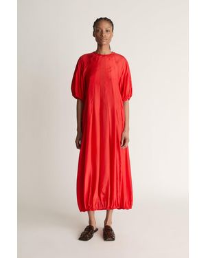 Lee Mathews Lily Silk Midi Dress - Red