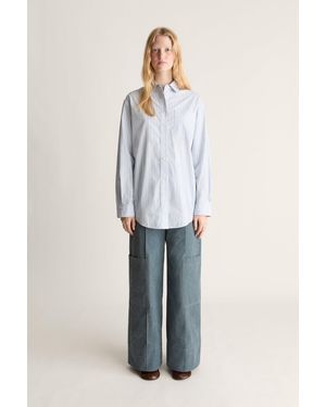 Lee Mathews Melrose Stripe Cotton Shirt - Blue