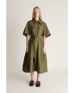 Lee Mathews Harper Drill Shirt Dress - Green