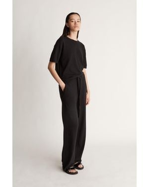 Lee Mathews Cotton Cashmere Wide Leg Pant - Black