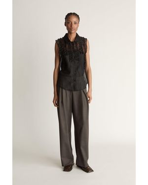 Lee Mathews Innes Organza Ruffle Top - Black