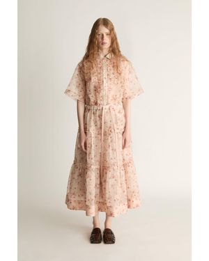 Lee Mathews Emily Organza Tiered Skirt - Natural