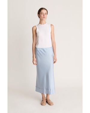 Lee Mathews Stella Silk Satin Skirt - Blue