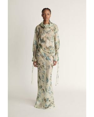Lee Mathews Willow Silk Ls Dress - Natural