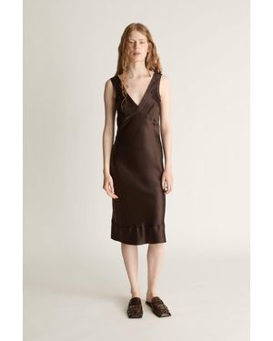 Lee Mathews Stella Silk Satin Dress - Natural