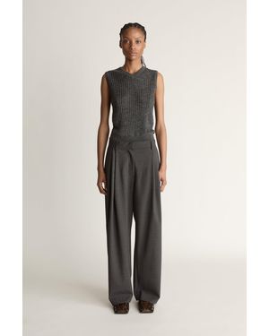 Lee Mathews Myles Wool Satin Stripe Pant - Multicolor