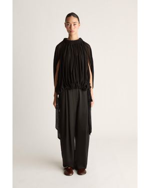 Lee Mathews Evelyn Georgette Blouse - Black