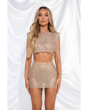 LemonLunar The Eden Diamante Top - Metallic