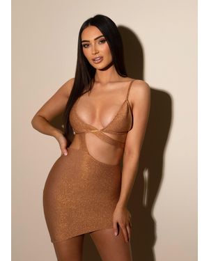 LemonLunar The Jesse Glitter Bandage Dress - Brown