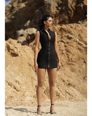 LemonLunar The Ienna Diamante Zip Bandage Dress - Metallic