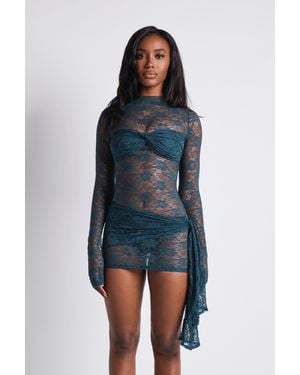 LemonLunar The Kur Lace Mini Dress - Blue