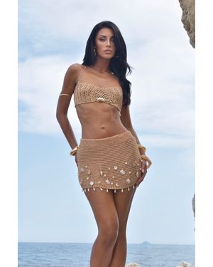LemonLunar The Glitter Crochet Bralet - Brown