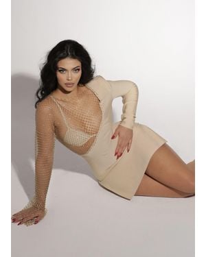 LemonLunar The Zizi Diamante Bandage Dress - Natural