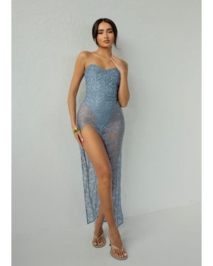 LemonLunar The Sequin Lace Maxi Dress - Blue