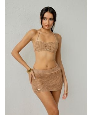 LemonLunar The Glitter Crochet Mini Skirt - Metallic