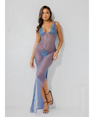 LemonLunar The Iara Mesh Dress - Blue