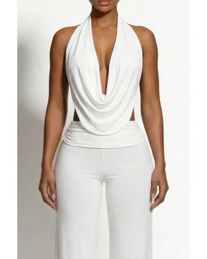 LemonLunar The Iyza Plunge Halter Top - White