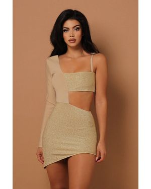 LemonLunar The Glitter Bandage Mini Dress - Brown