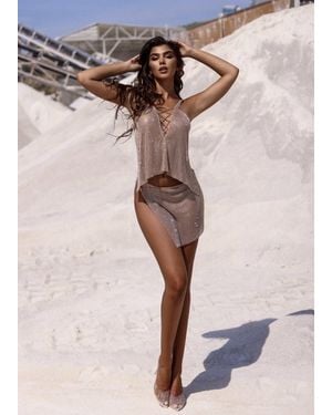 LemonLunar The Adeen Diamante Top - Natural