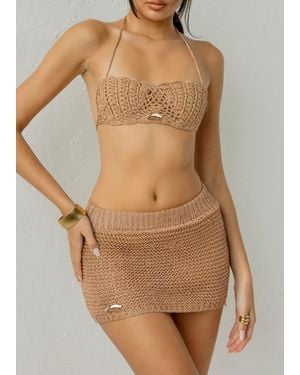 LemonLunar The Glitter Crochet Bralet - Brown