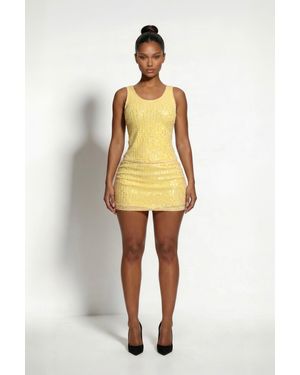LemonLunar The Anica Sequin Mini Skirt - Yellow