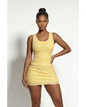 LemonLunar The Anica Sequin Top - Yellow