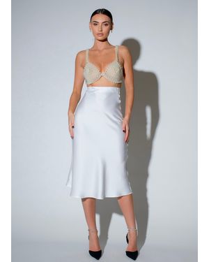 LemonLunar The Satin Midi Skirt - White
