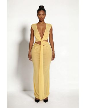 LemonLunar The Elara Mesh Maxi Dress - Metallic
