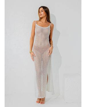 LemonLunar The Allegra Mesh Maxi Dress - White
