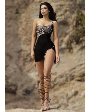 LemonLunar The Lucia Lace Bandage Dress - Brown
