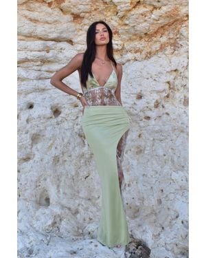 LemonLunar The Faina Lace Maxi Dress - Grey