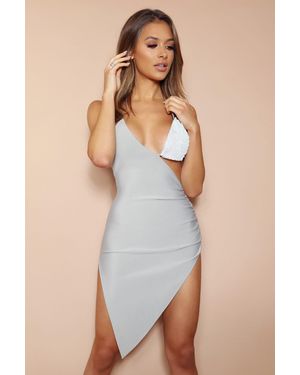LemonLunar The Zadie Diamante Bandage Midi Dress - Gray