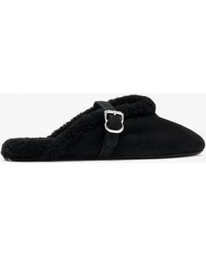 Alaïa Shearling Mules - Black