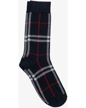 Burberry Check Cotton Cashmere Blend Socks - Blue