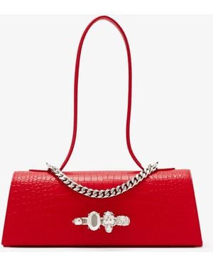 McQueen Jeweled Shoulder Bag - Red