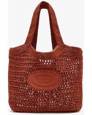 Tod's Raffia Shopping Bag - Red