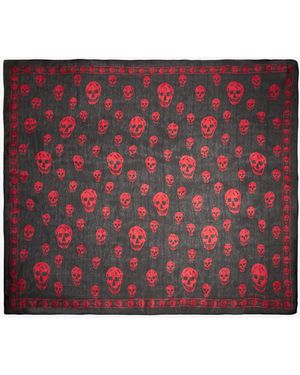 McQueen Classic Skull Foulard - Red