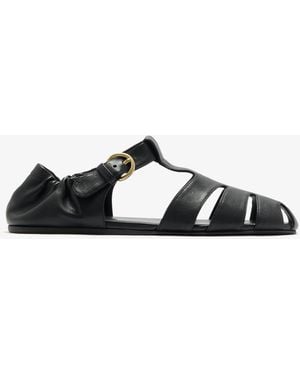 Miu Miu Ruches Nappa Leather Fisherman Sandals - Black