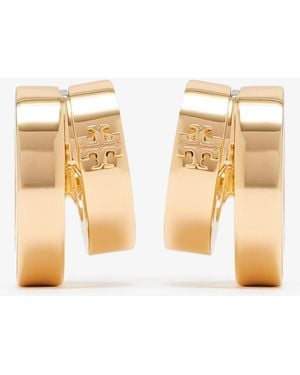 Tory Burch Icon Enamel Double Hoop Earrings - Natural