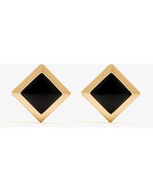 Self-Portrait Enamel Square Earrings - Black