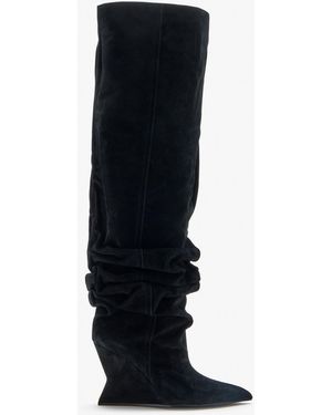 Balmain Wedge Thigh-High Boots - Black