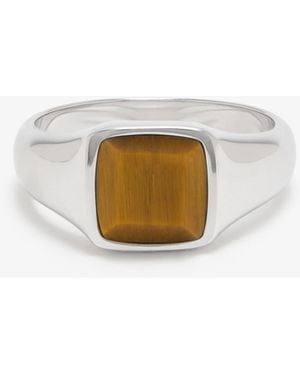 Common Lines Tiger Eye Ring - White